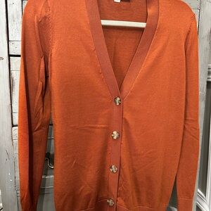 Orange Button-Up Cardigan